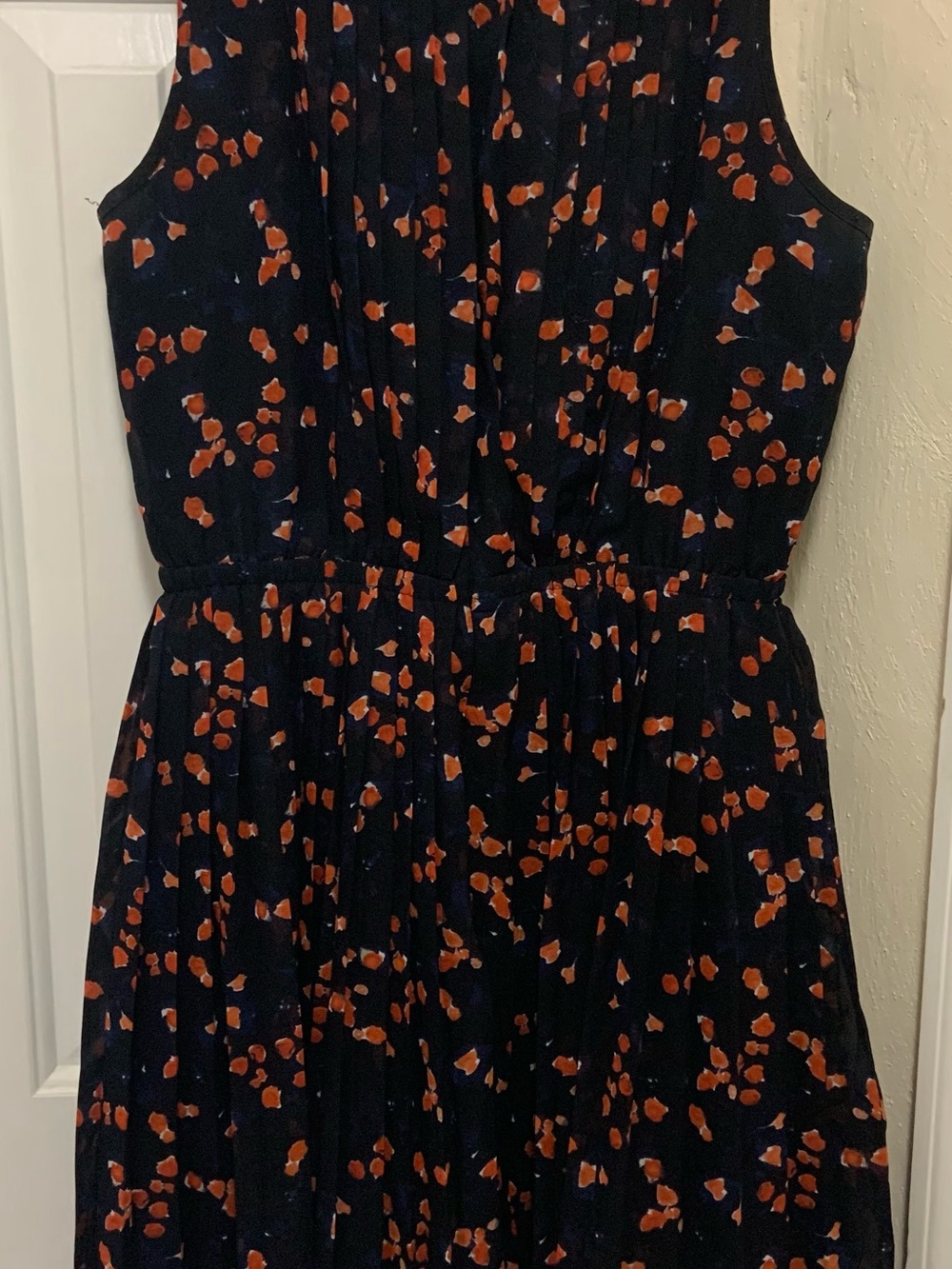 Anne Taylor Women’s ' blue Dress with Rust Spot Print